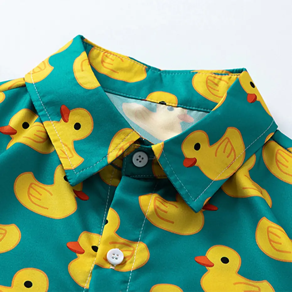 Duck Graphic Shirts Japanese Harajuku Summer Casual Loose Shirts Men Button Up Blouse Streetwear Hip Hop Shirts Tops