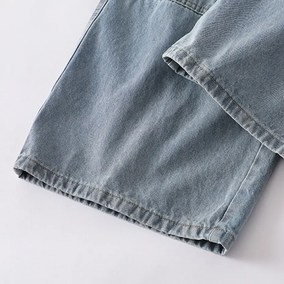 Hi Street Vintage Baggy Jeans Side Pocket Wide Leg Denim Pants Blue Loose Straight Jeans Trousers Streetwear Hip Hop