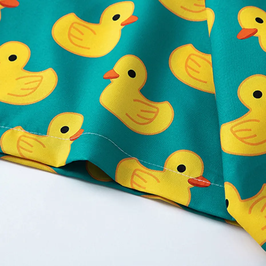 Duck Graphic Shirts Japanese Harajuku Summer Casual Loose Shirts Men Button Up Blouse Streetwear Hip Hop Shirts Tops