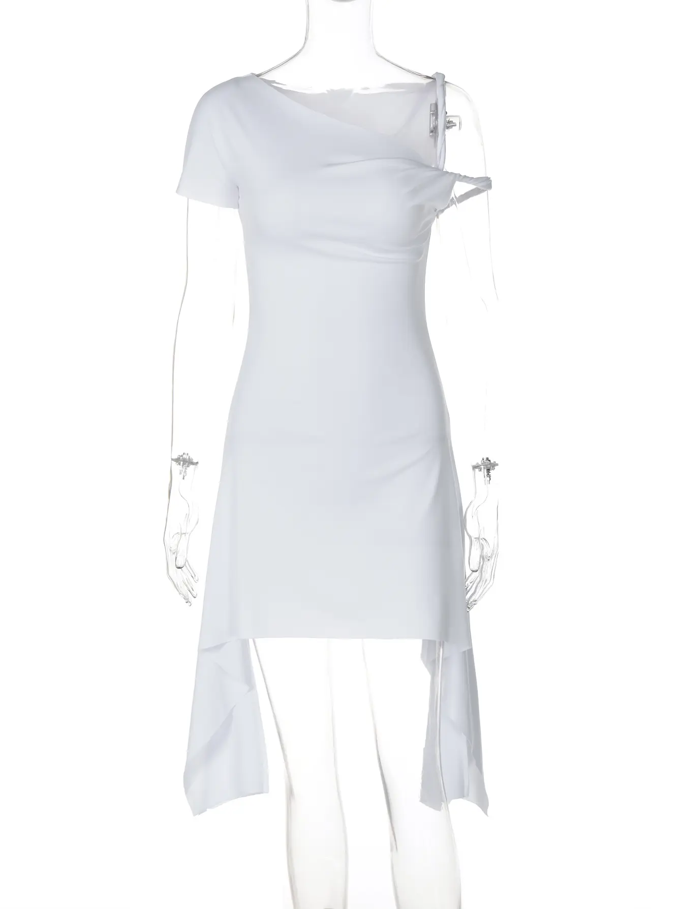 Hugcitar Solid Short Sleeve Slips Patchwork Sexy Bodycon Y2K Mini Dress Summer Women Fashion Outfits Birthday Party Festival