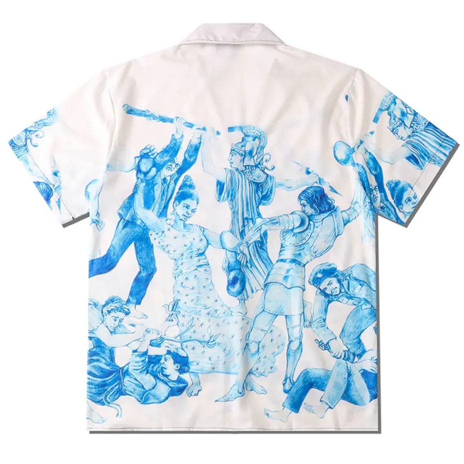 Summer Hawaii Shirts Men Graphic Printed Short Sleeve Shirts Button Up Blouse Streetwear Harajuku Hip Hop Oversized Shirts