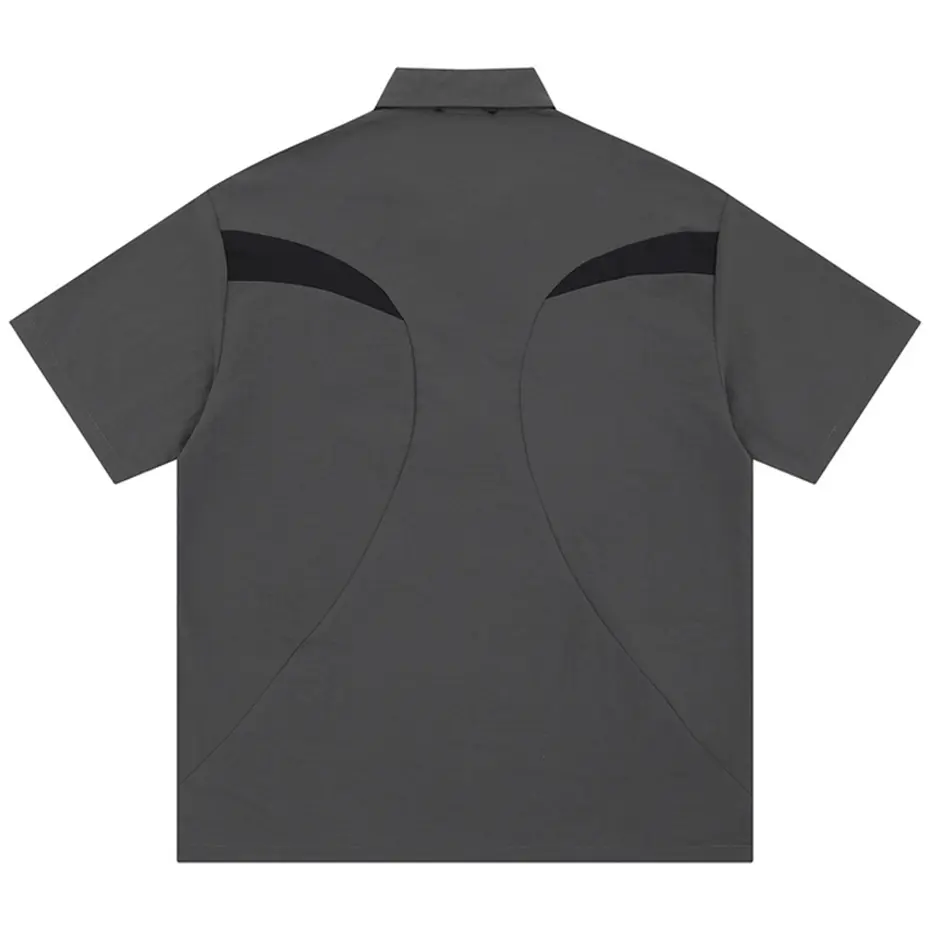 Tactical Shirts Men Streetwear Harajuku Hip Hop Shirts Color Block Patchwork Loose Shirts Blouse