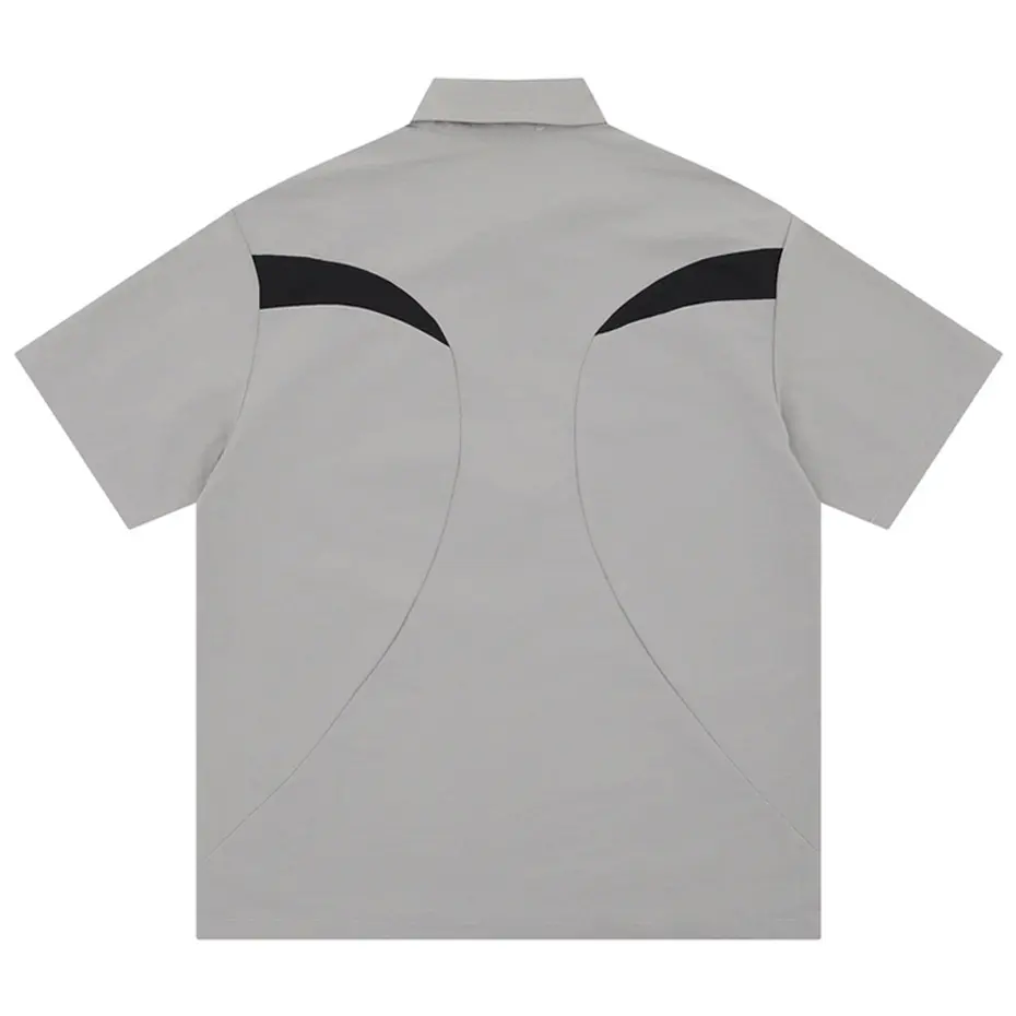 Tactical Shirts Men Streetwear Harajuku Hip Hop Shirts Color Block Patchwork Loose Shirts Blouse