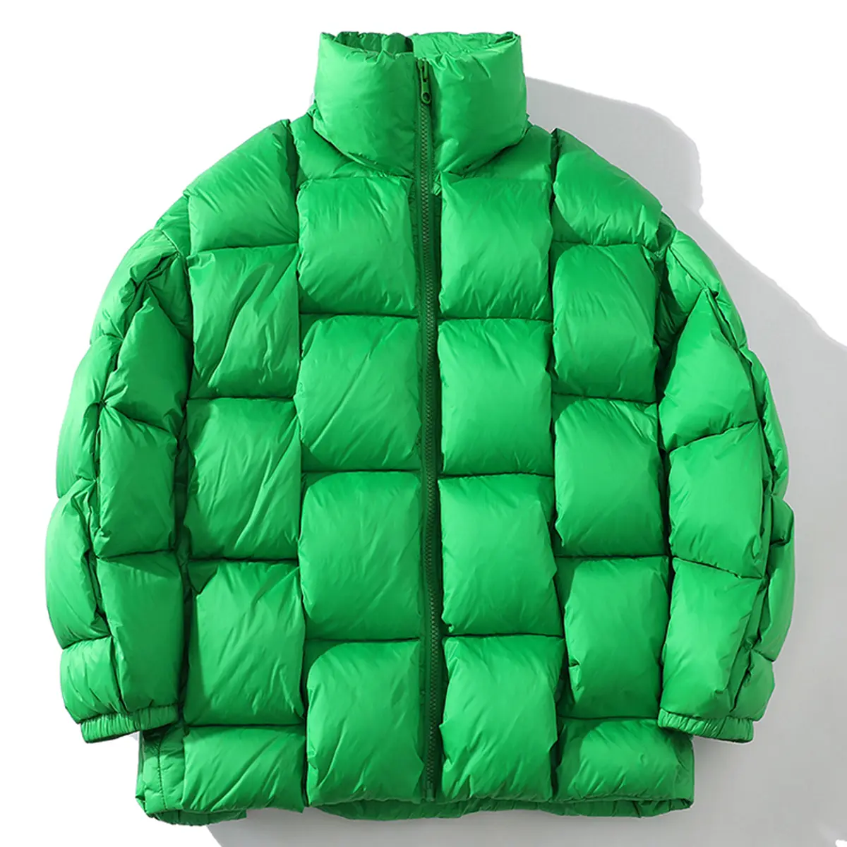 Winter Padded Coats Square Weave Thicken Puffer Jackets Solid Fashion Loose Parkas Harajuku Streetwear Bubble Jackets