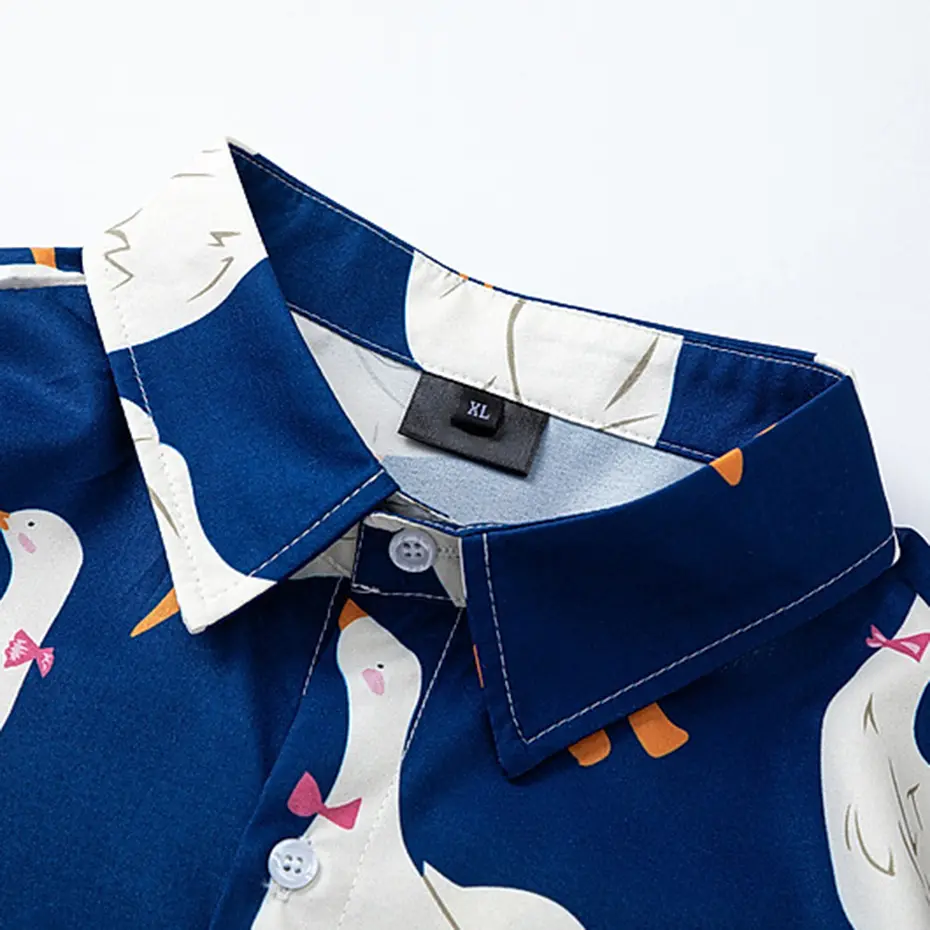 Duck Graphic Shirts Summer Casual Loose Short Sleeve Shirts Button Up Blouse Japanese Harajuku Shirts