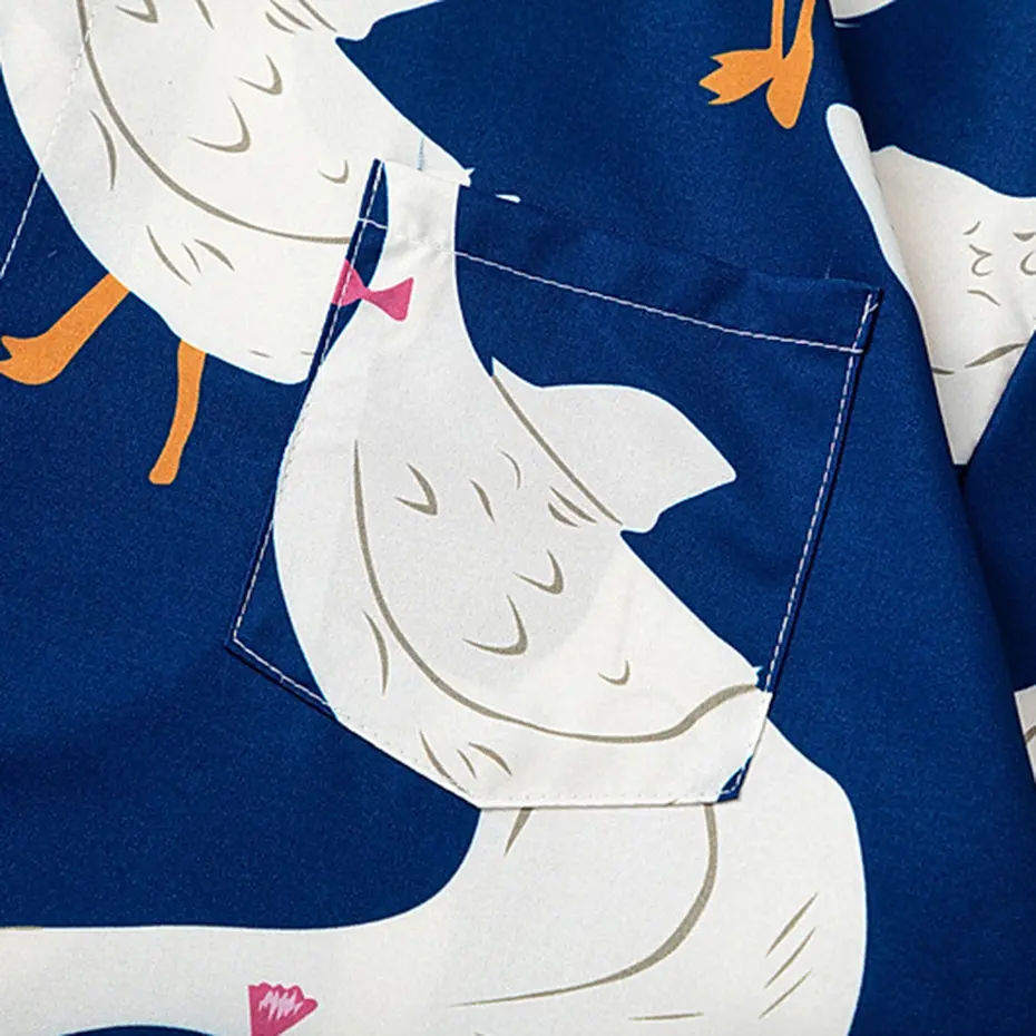 Duck Graphic Shirts Summer Casual Loose Short Sleeve Shirts Button Up Blouse Japanese Harajuku Shirts