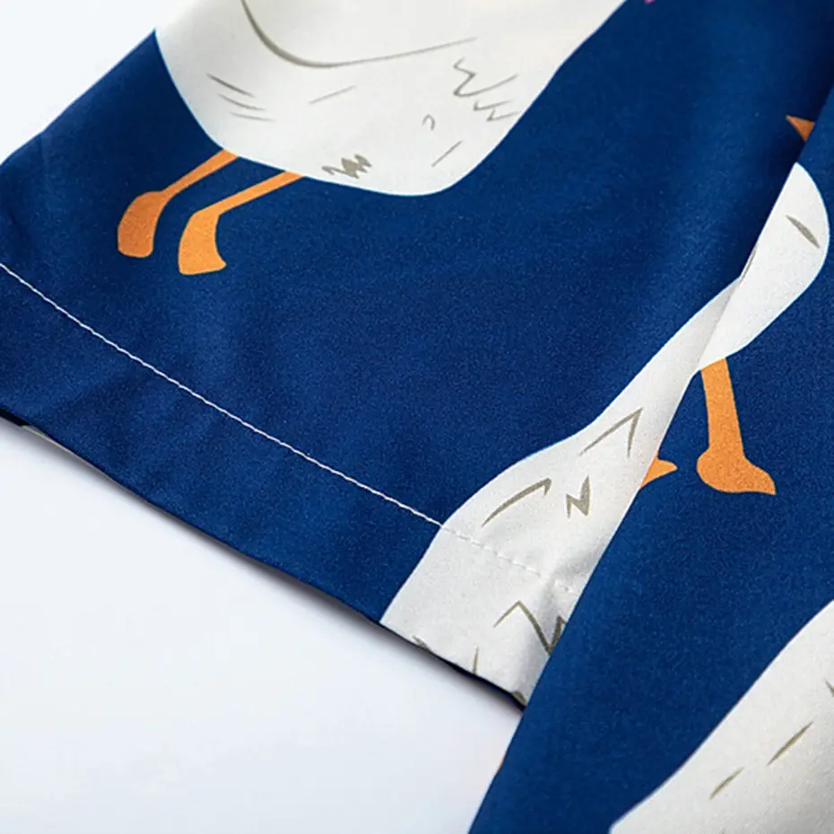 Duck Graphic Shirts Summer Casual Loose Short Sleeve Shirts Button Up Blouse Japanese Harajuku Shirts