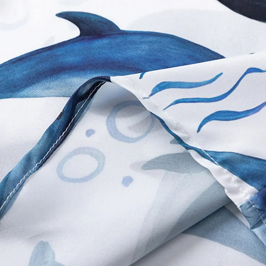 Dolphins Graphic Printed Shirts 2025 Summer Men Loose Casual Short Sleeve Shirts Button Up Blouse