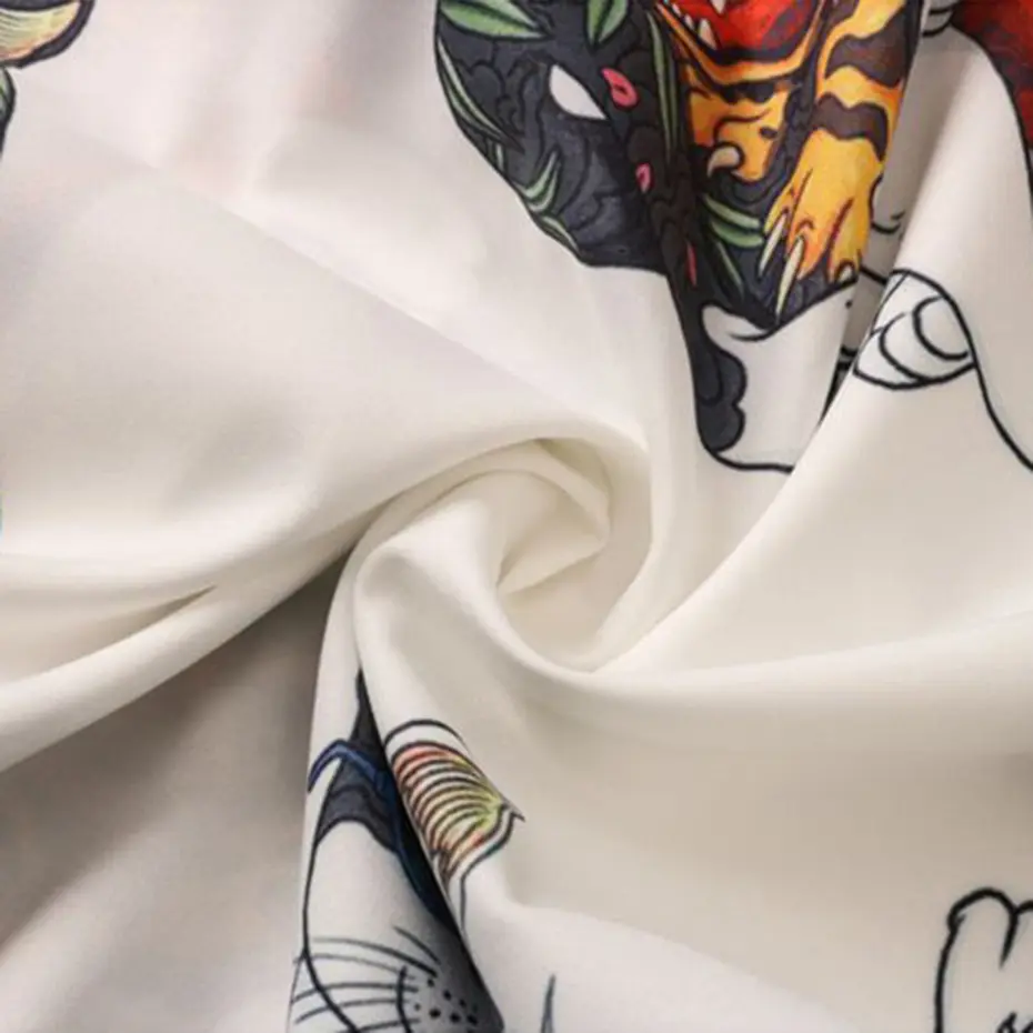 Japanese Harajuku Shirts Funny Cats Printed Men Shirts 2024 Summer Loose Short Sleeve Button Up Blouse Hip Hop Y2K Shirts Man