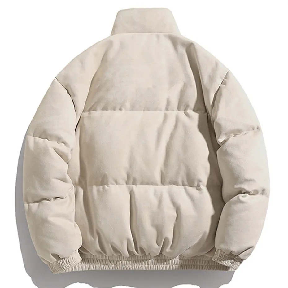 Winter Jacket Puffer Bubble Coats Suede Thicken Parkas Men Solid Stand Collar Padded Jacket 2025 Winter Unisex Oversized Jacket