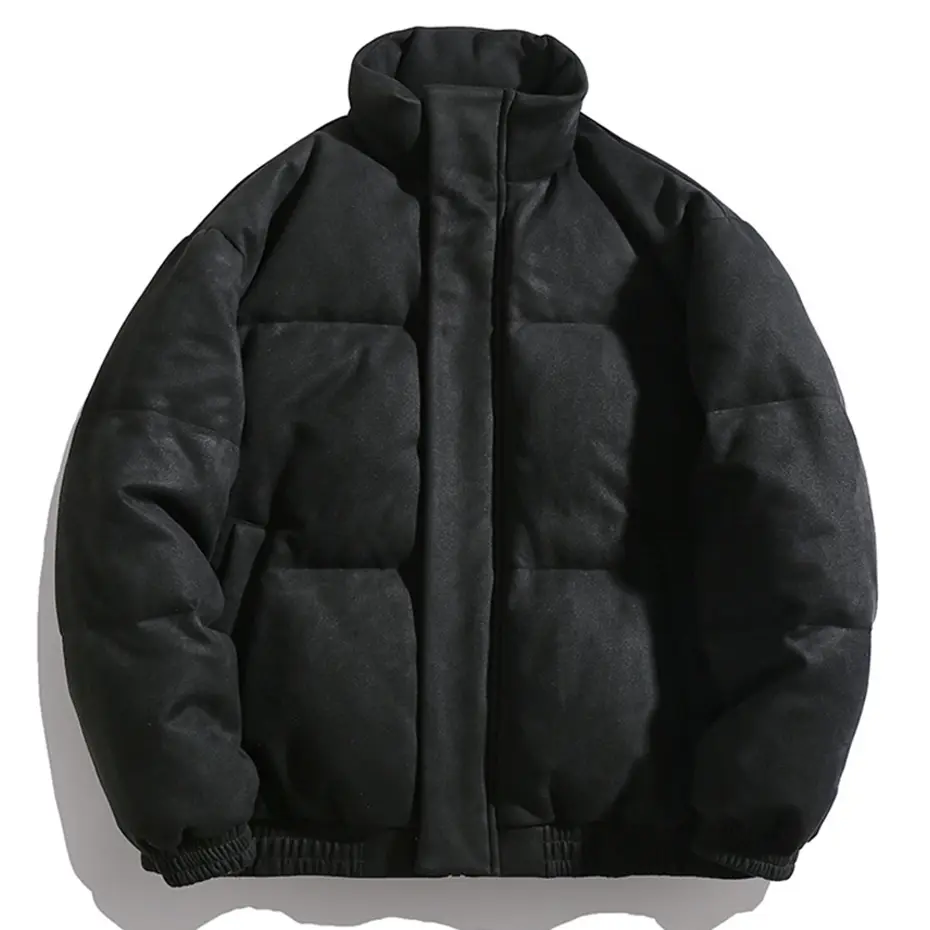 Winter Jacket Puffer Bubble Coats Suede Thicken Parkas Men Solid Stand Collar Padded Jacket 2025 Winter Unisex Oversized Jacket