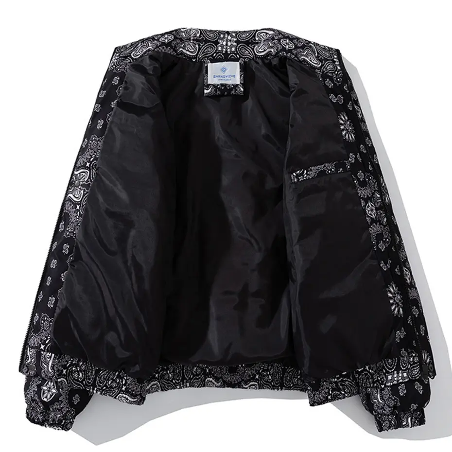 Paisley Bandana Winter Jackets Thicken Warm Parkas Hip Hop Streetwear Bubble Coats Men Fashion Puffer Jackets Outwear