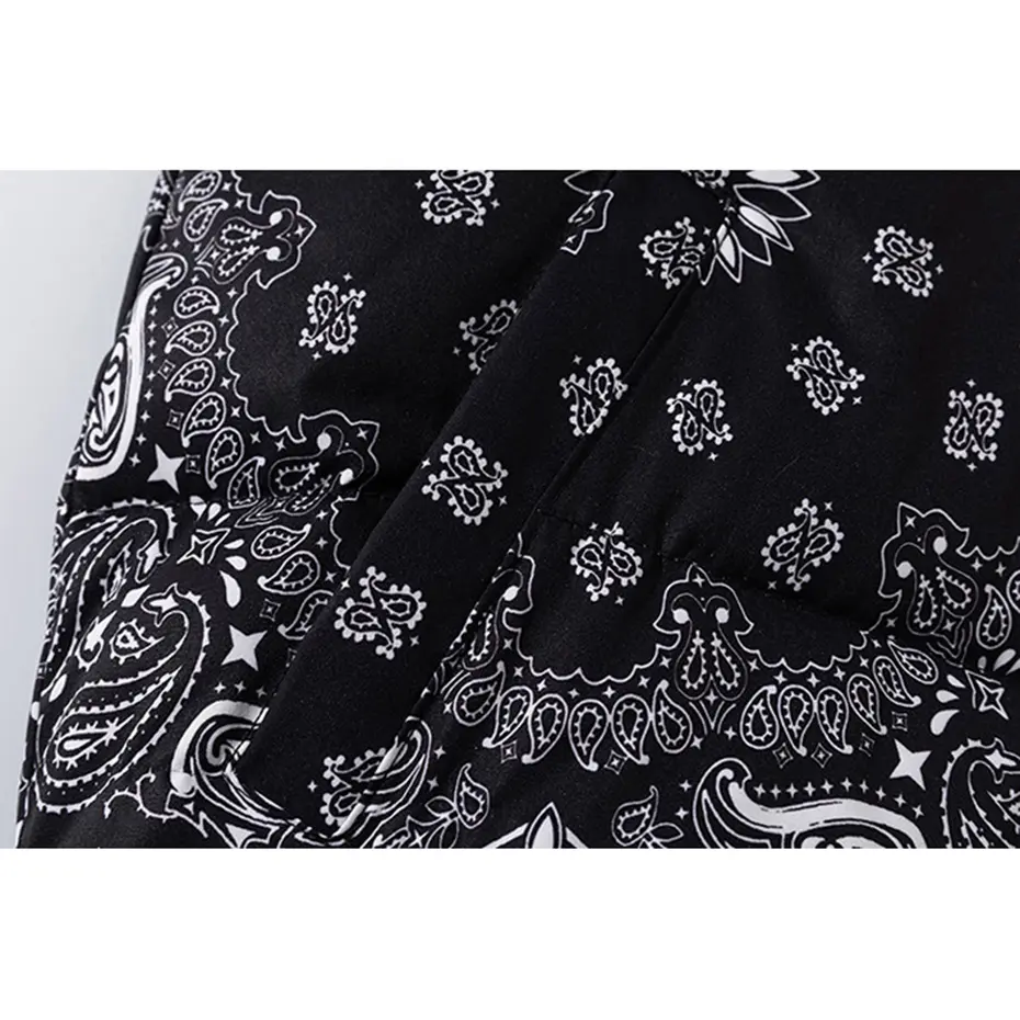 Paisley Bandana Winter Jackets Thicken Warm Parkas Hip Hop Streetwear Bubble Coats Men Fashion Puffer Jackets Outwear
