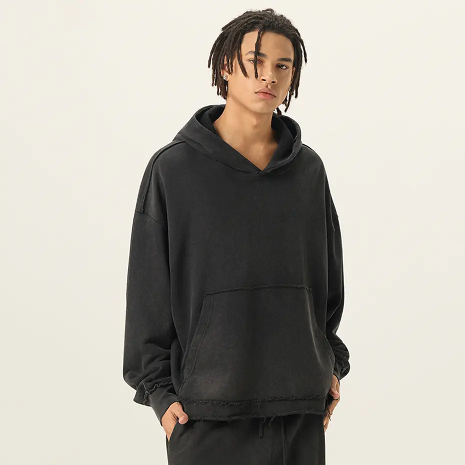 Harajuku Vintage Hoodies Black Loose Casual Hooded Sweatshirts Streetwear Hip Hop Oversized Hoodies