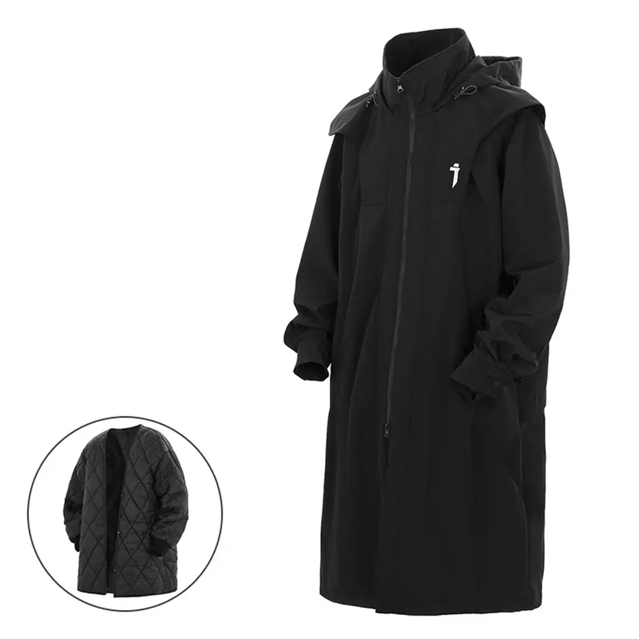 Tactical Trench Jacket Men Winter Long Coats Windbreaker Mens Loose Punk Functional Long Jackets Techwear