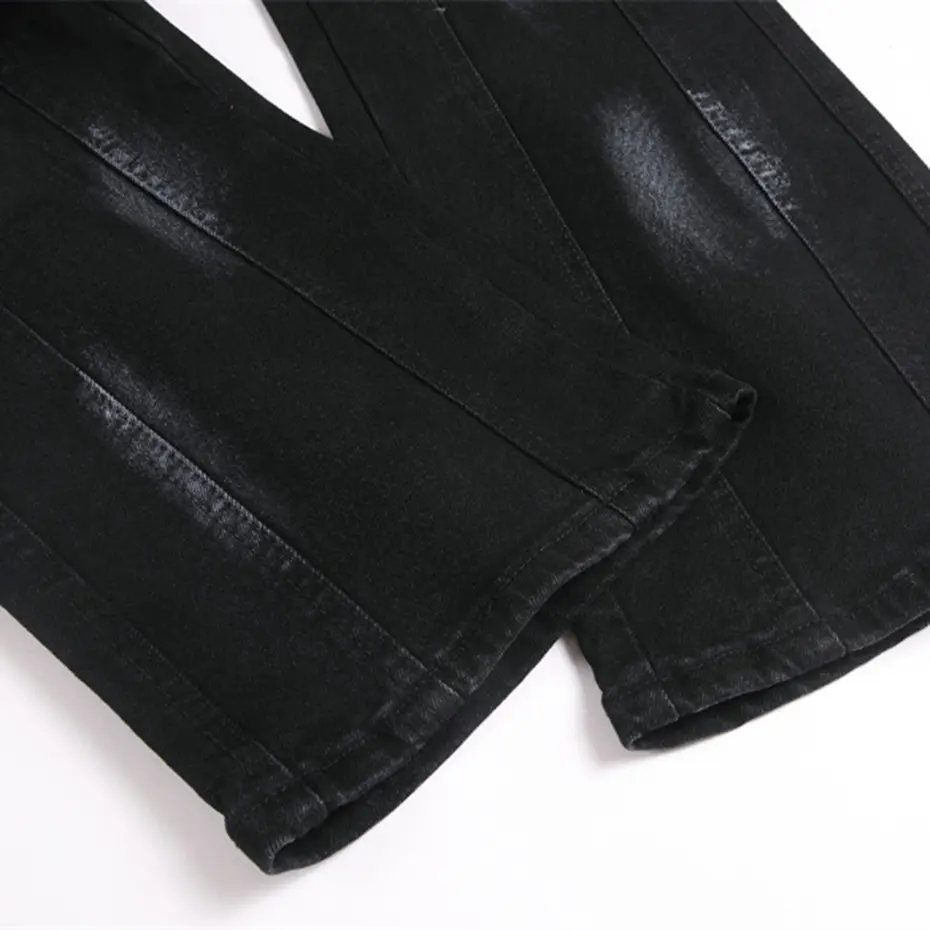 Diamond Star Patchwork Jeans Men Fashion Black Straight Slim Denim Pants Rhinestone Splicing Jeans Trousers for Male