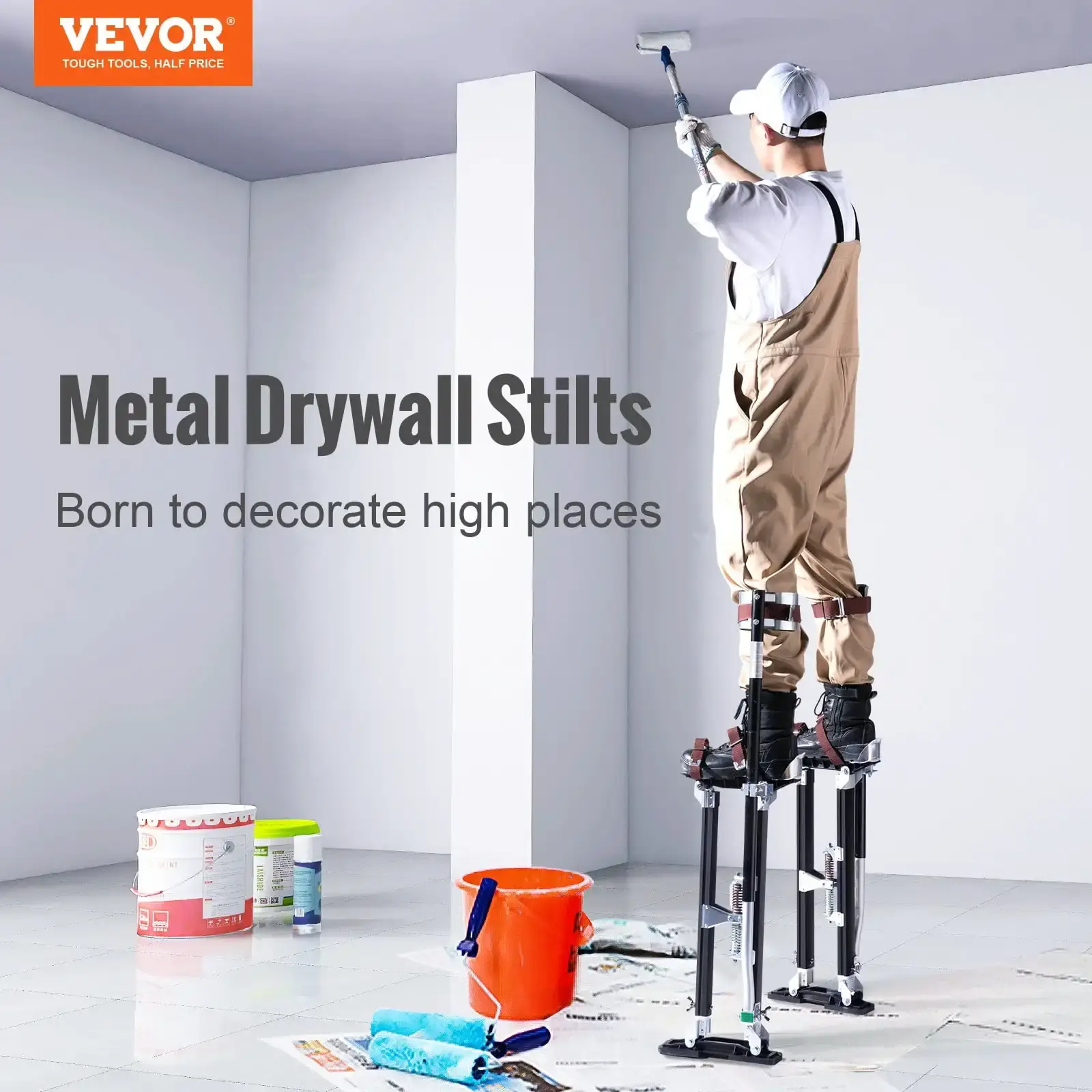 Drywall Stilts Aluminum Tool Stilts 24''-40'' Adjustable Painting Black