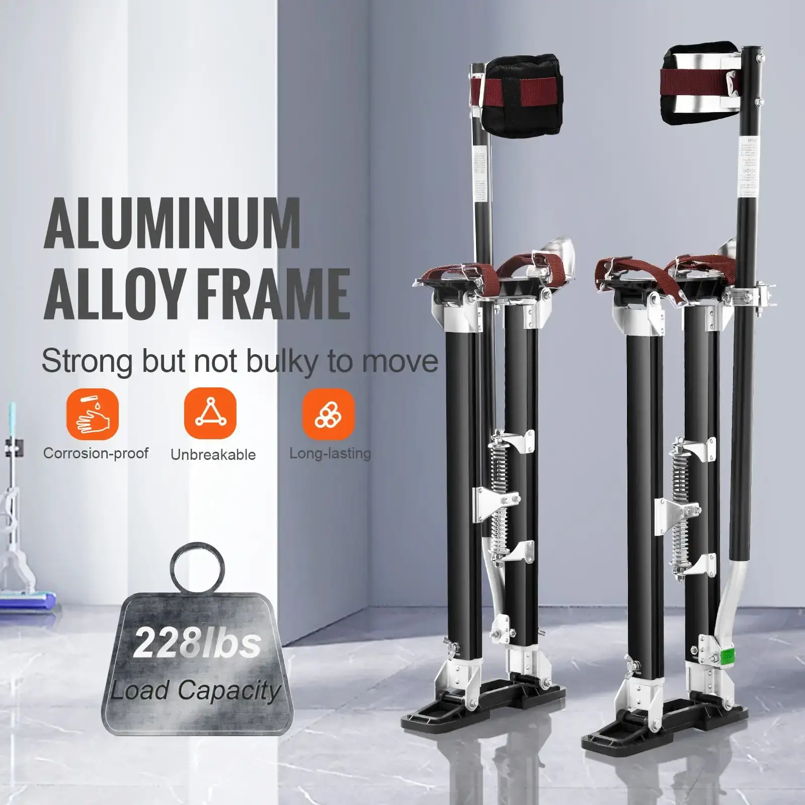 Drywall Stilts Aluminum Tool Stilts 24''-40'' Adjustable Painting Black