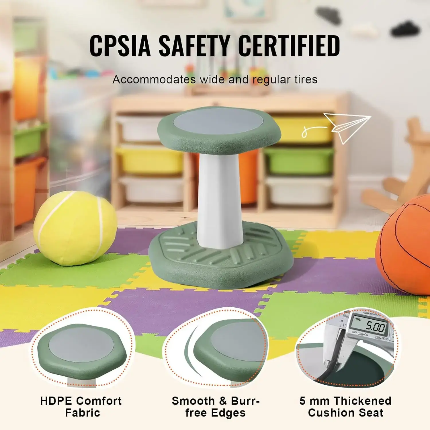 Kids Wobble Chair Active Chair with Sponge Cushion, Wobble Stool Improves Focus, Posture and Calm Children, Ideal for Schools