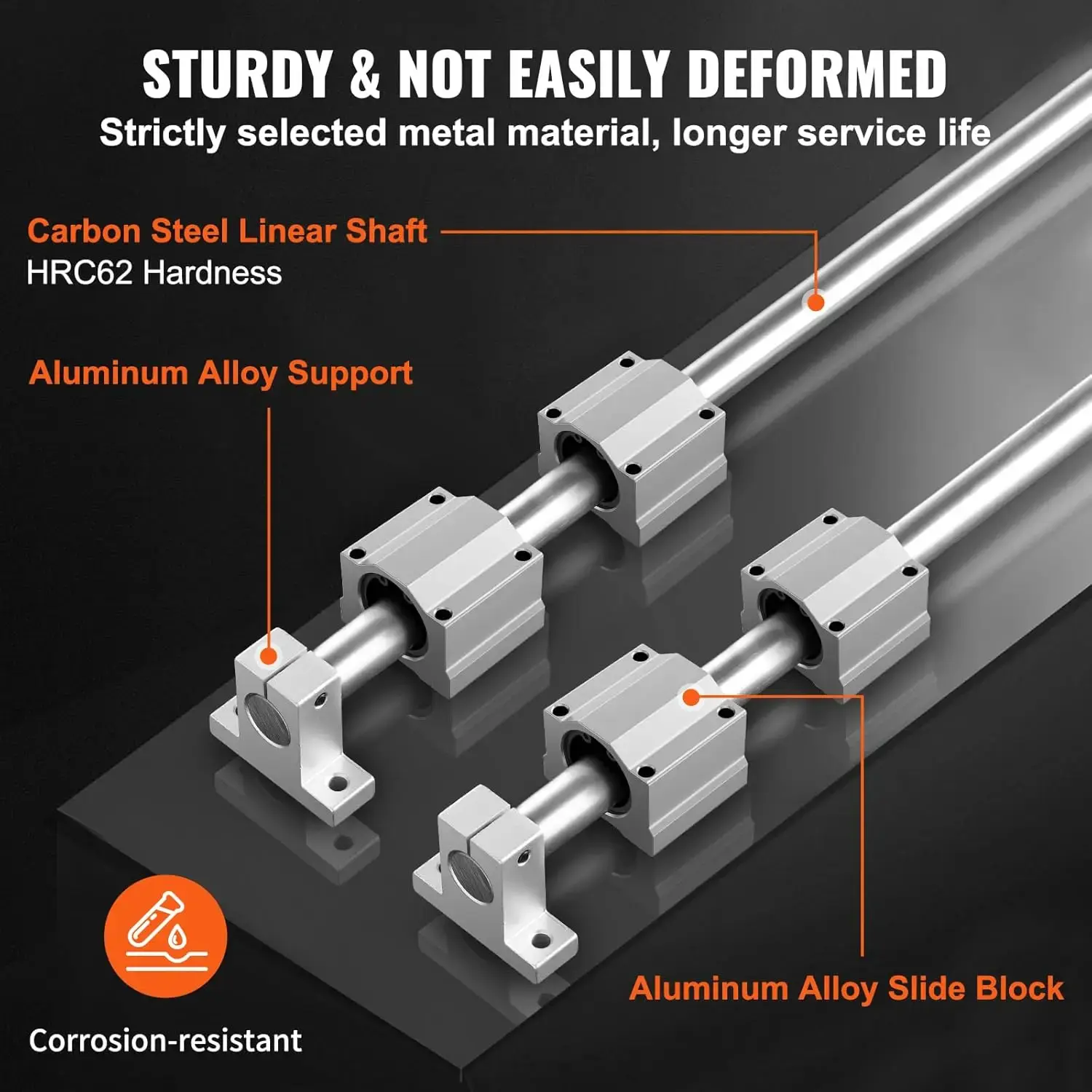 Linear Rail Slide SFC16-1000mm 2 PCS 39.4 in/1000mm SFC16 Guide Rails 4 PCS SC16 Slide Blocks 4 PCS Rail Supports