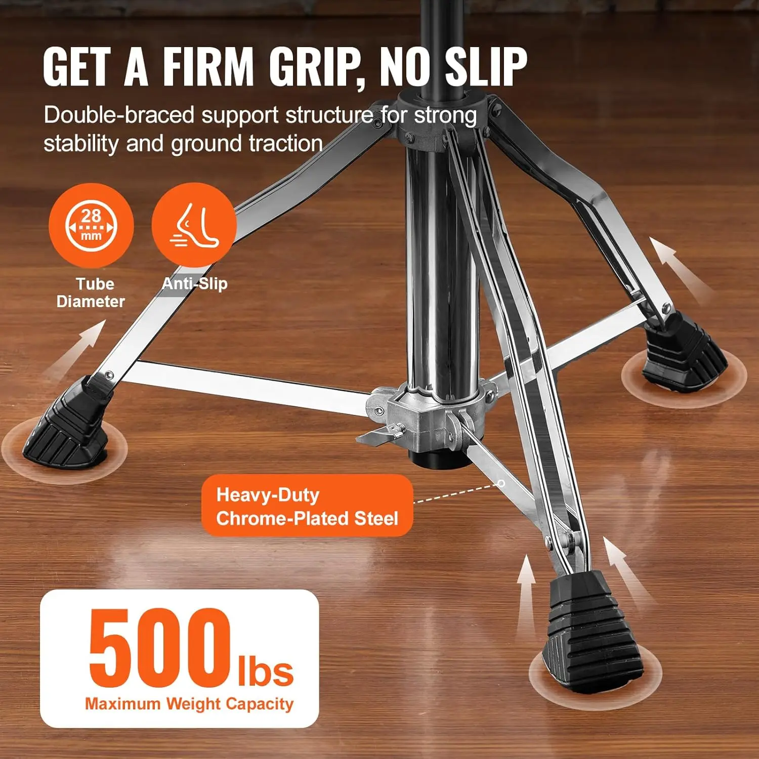 Hydraulic Saddle Drum Throne, 19.3-25.2 in / 490-640 mm Height Adjustable, Padded Drum Stool Seat with Anti-Slip Feet