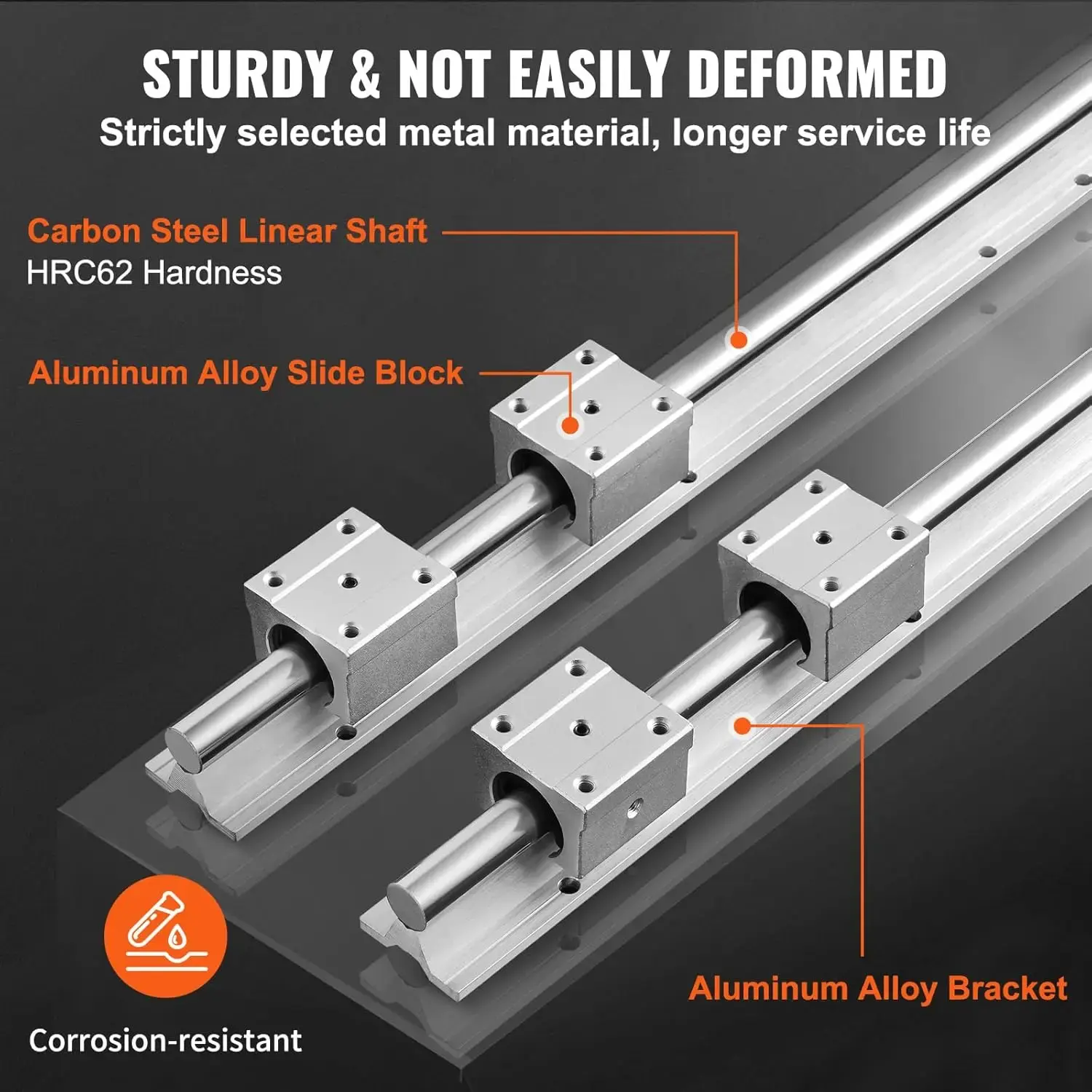 Linear Guide Rail Kit, 800mm SBR16, 2PCS 31.5 in/800 mm Rails & 4PCS SBR16UU Slide Blocks, Ideal for Automated Machines