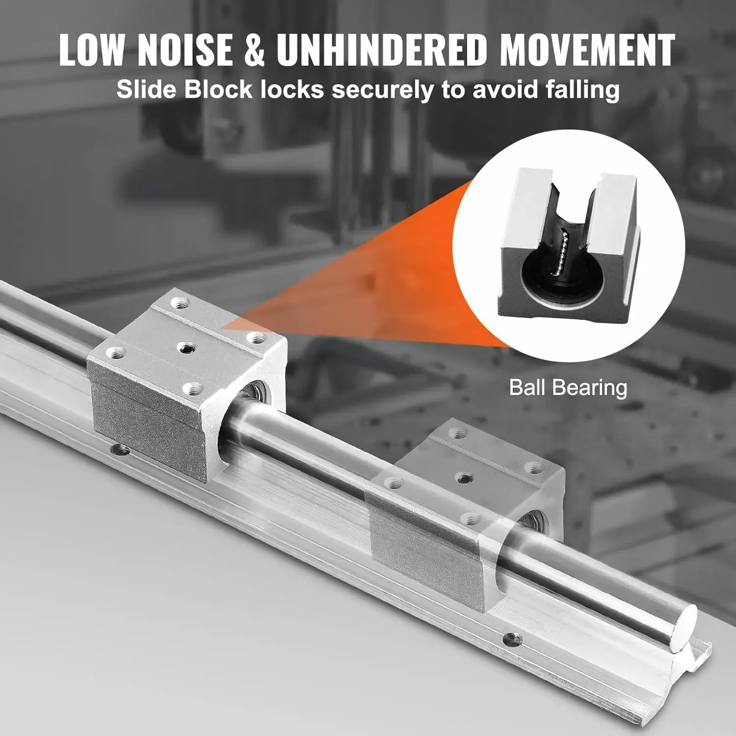 Linear Guide Rail Kit, 800mm SBR16, 2PCS 31.5 in/800 mm Rails & 4PCS SBR16UU Slide Blocks, Ideal for Automated Machines