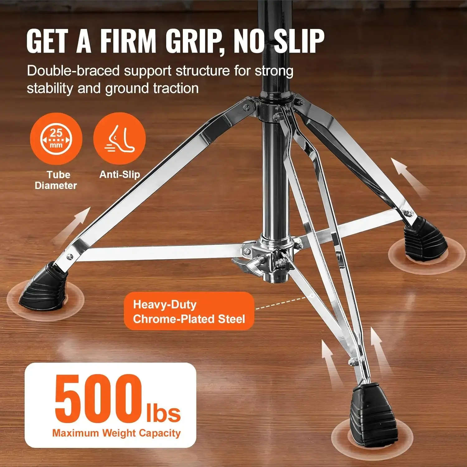 Saddle Drum Throne, 22-27.8 in / 560-705 mm Height Adjustable, Padded Drum Stool Seat with Anti-Slip
