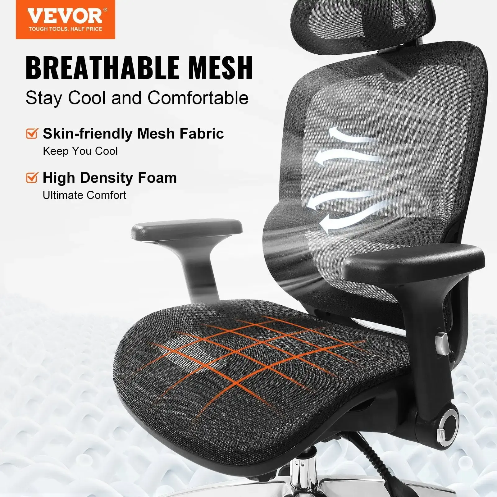 Ergonomic Office Chair, Desk Chair with Mesh Seat, Angle and Height Adjustable Home Office Chair with Back