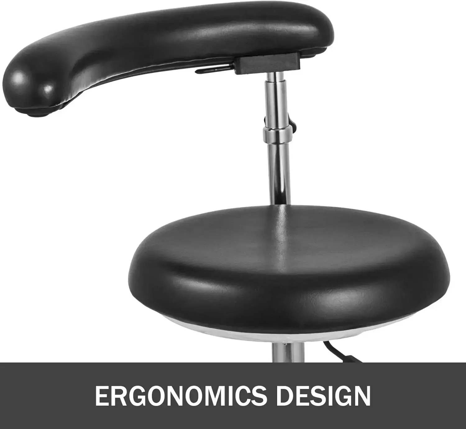 Medical Dental Stool Dentist Chair with 360 Degree Rotation Armrest PU Leather Assistant Stool Chair Height Adjustable