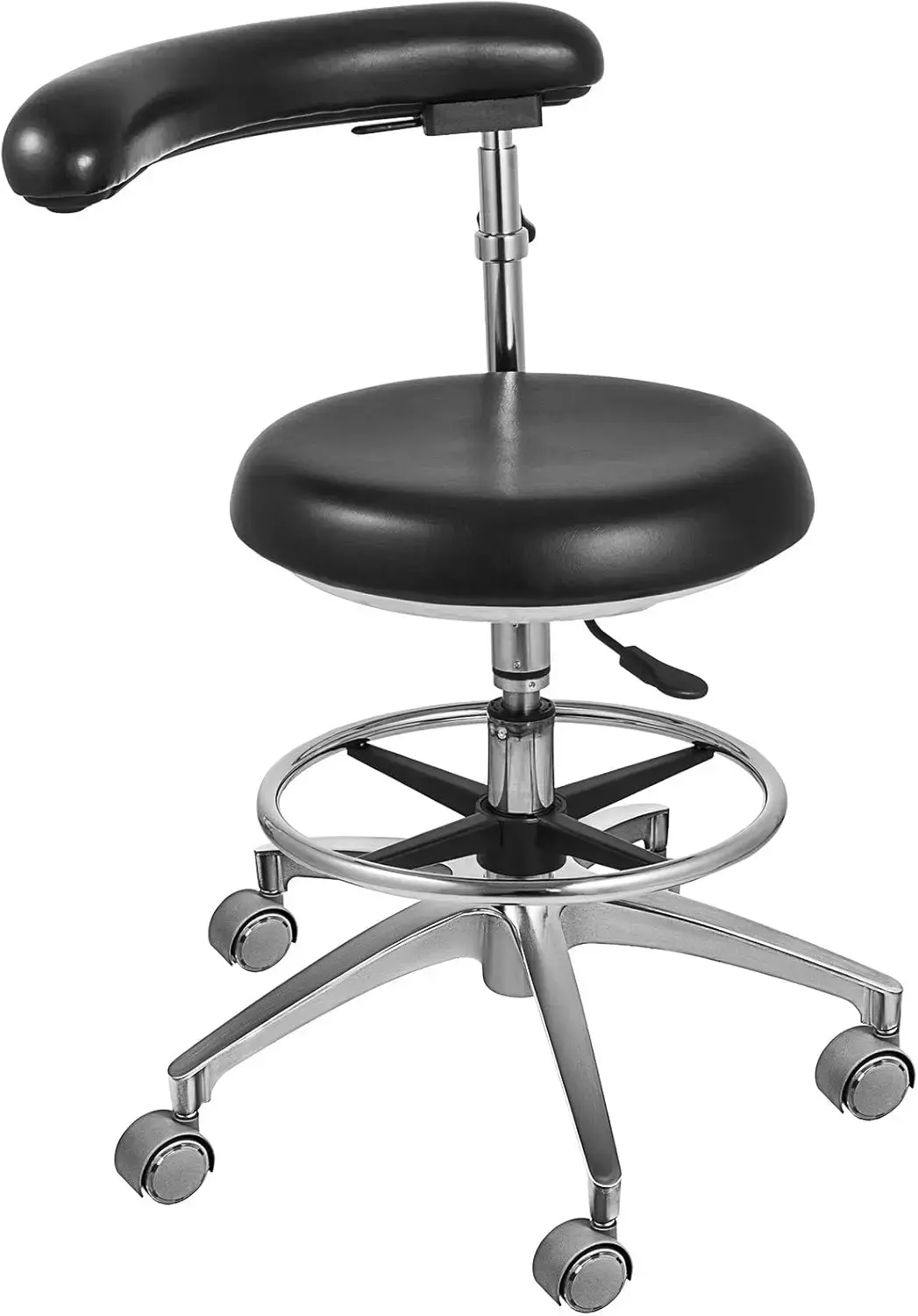 Medical Dental Stool Dentist Chair with 360 Degree Rotation Armrest PU Leather Assistant Stool Chair Height Adjustable