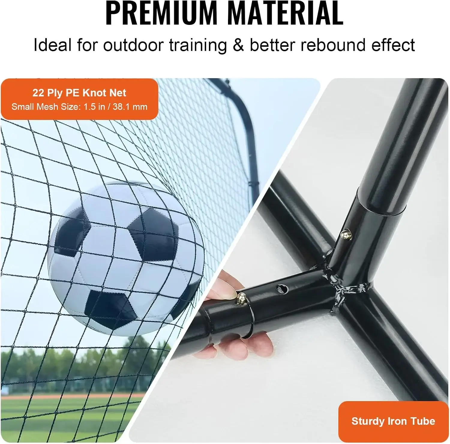 Soccer Rebounder Net, 12x6FT Iron Soccer Training Equipment, Sports Football Training Gift with Portable Bag
