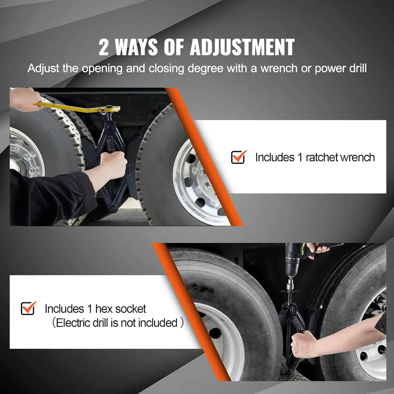 Camper Wheel Chock Stabilizer, Heavy Duty H-Shaped RV Tire Locking Chock, Built-in Wrench Fit for 3.5" to 12" Tire Space