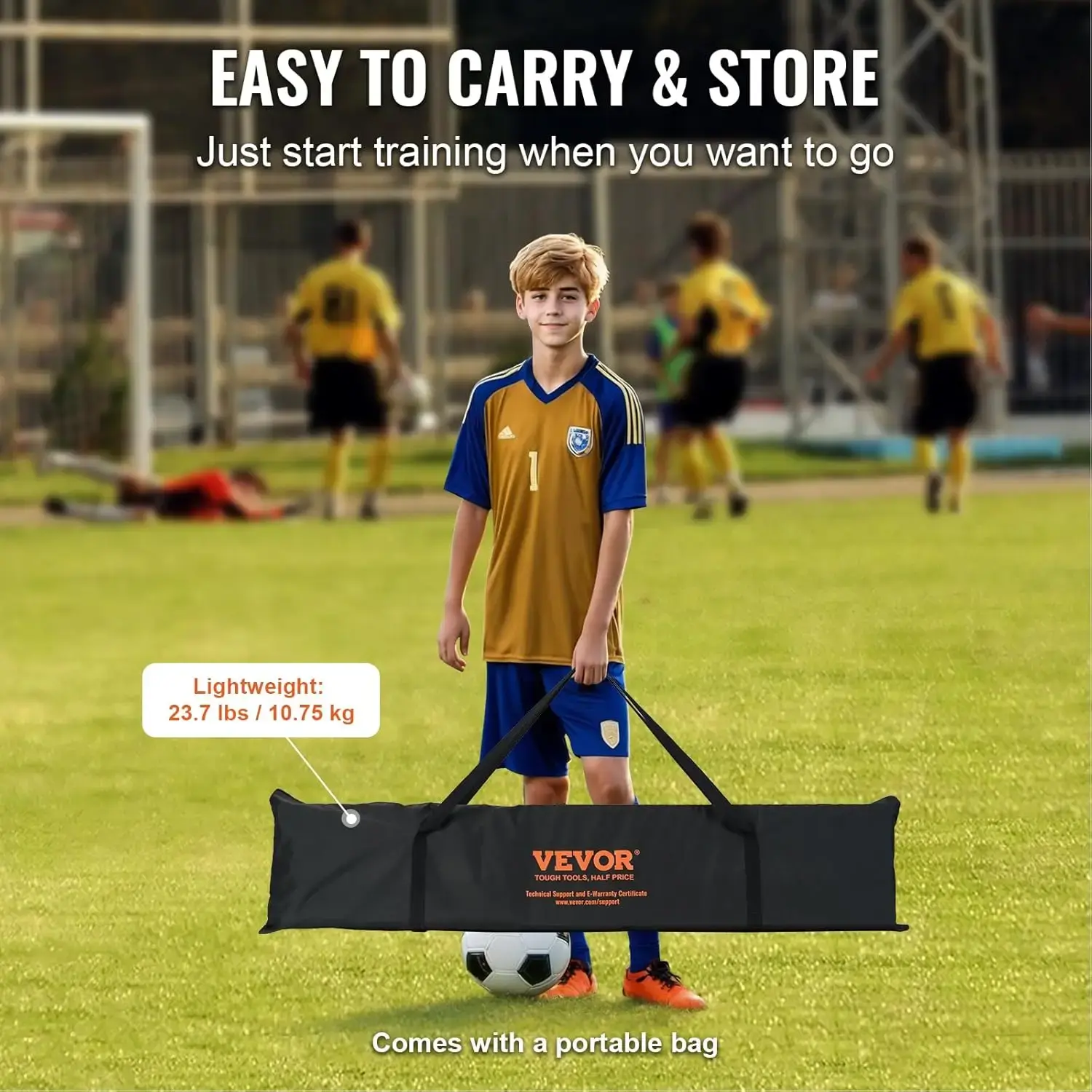 Soccer Rebounder Net, 12x6FT Iron Soccer Training Equipment, Sports Football Training Gift with Portable Bag
