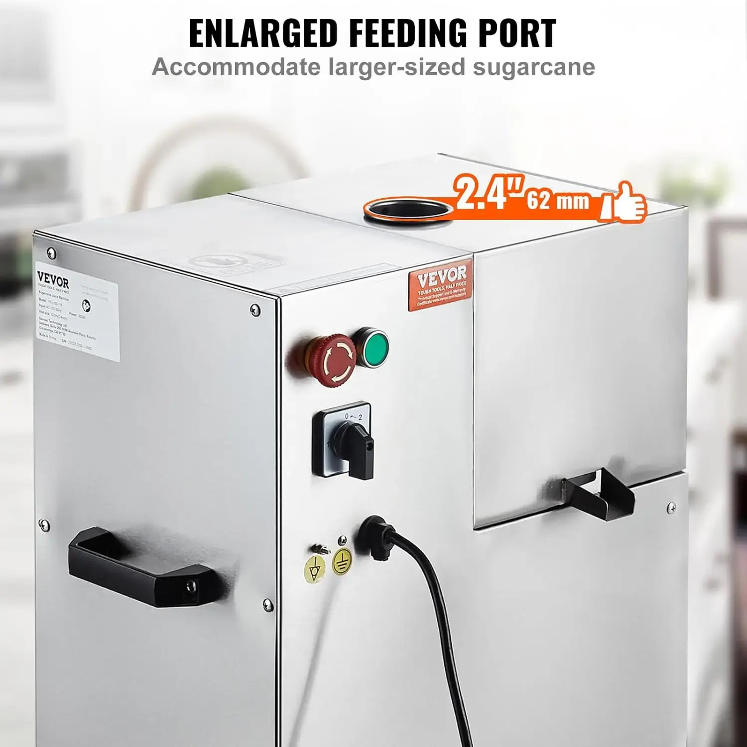 Electric Sugar Cane Juicer, 800W Sugarcane Juicer Machine with 661LBS/H High Output, 4 Stainless Steel Roller