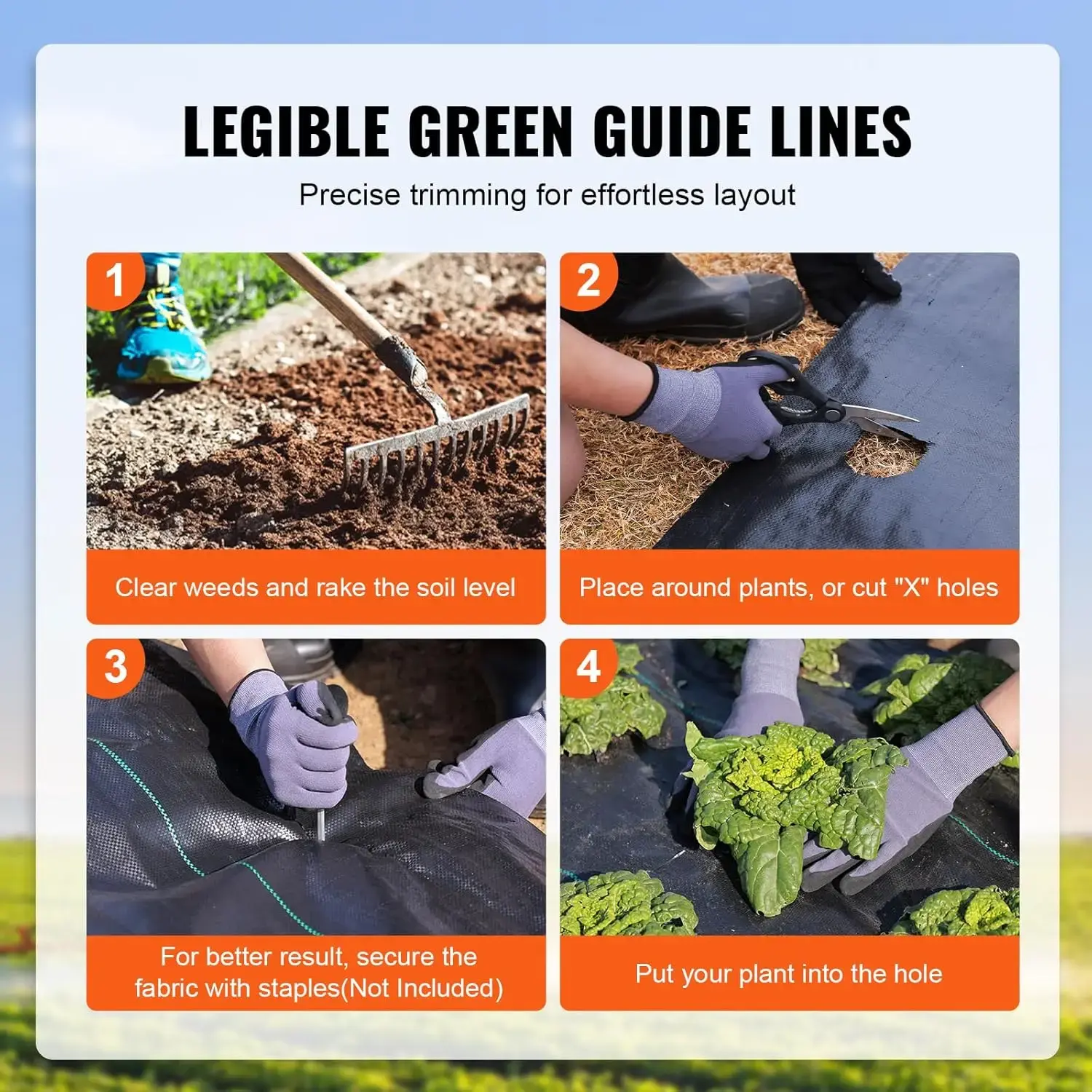 3FTx50FT Premium Heavy Duty Weed Barrier Landscape Fabric, 3.2OZ Woven Geotextile Fabric Under Gravel