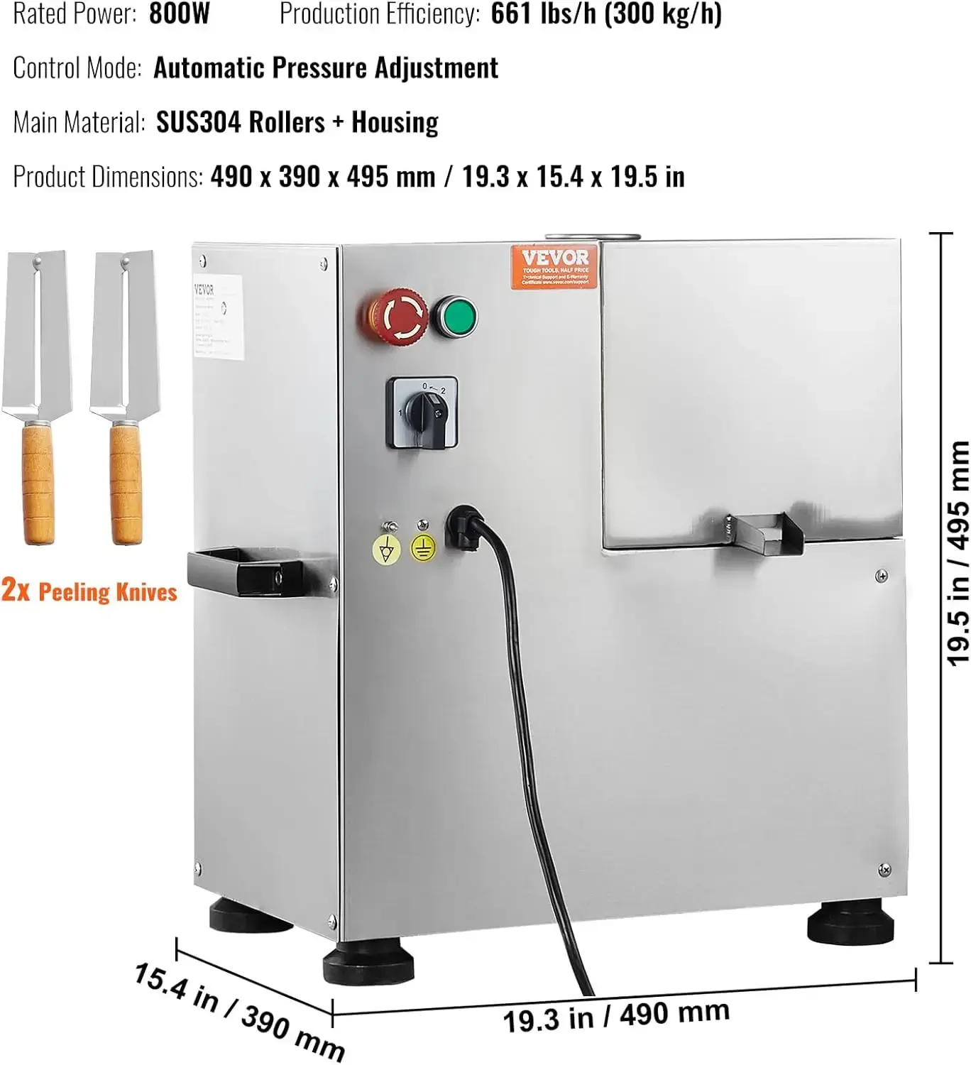Electric Sugar Cane Juicer, 800W Sugarcane Juicer Machine with 661LBS/H High Output, 4 Stainless Steel Roller