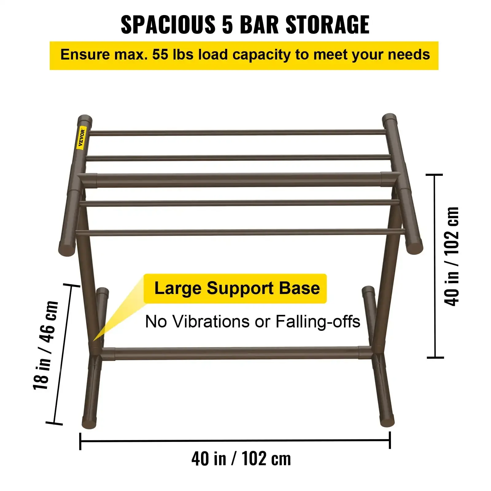 Pool Towel Rack, 5 Bar, Brown, Freestanding Outdoor PVC T-shape Poolside Storage Organizer, Include 8 Towel Clips, Mesh Bag