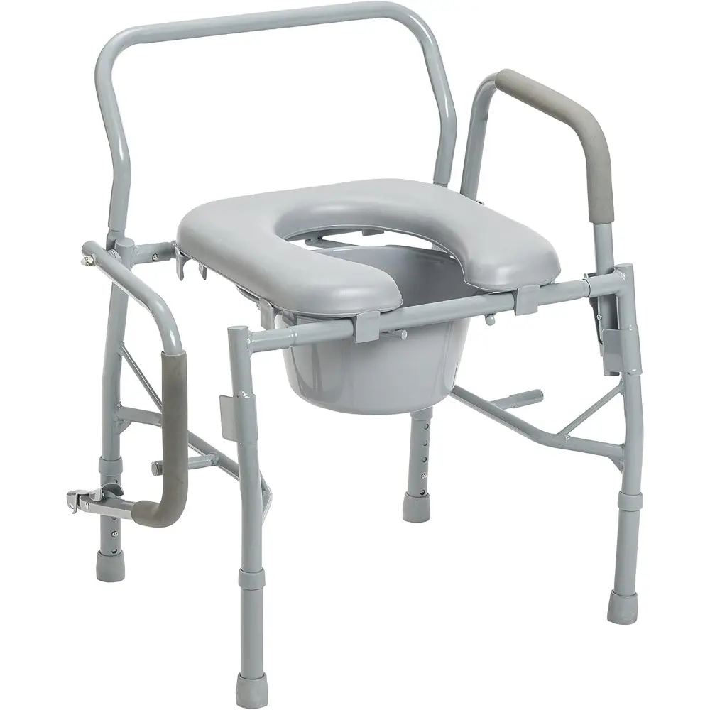 11125PKSD-1 Commode Chair for Toilet with Padded Seat and Arms, Gray