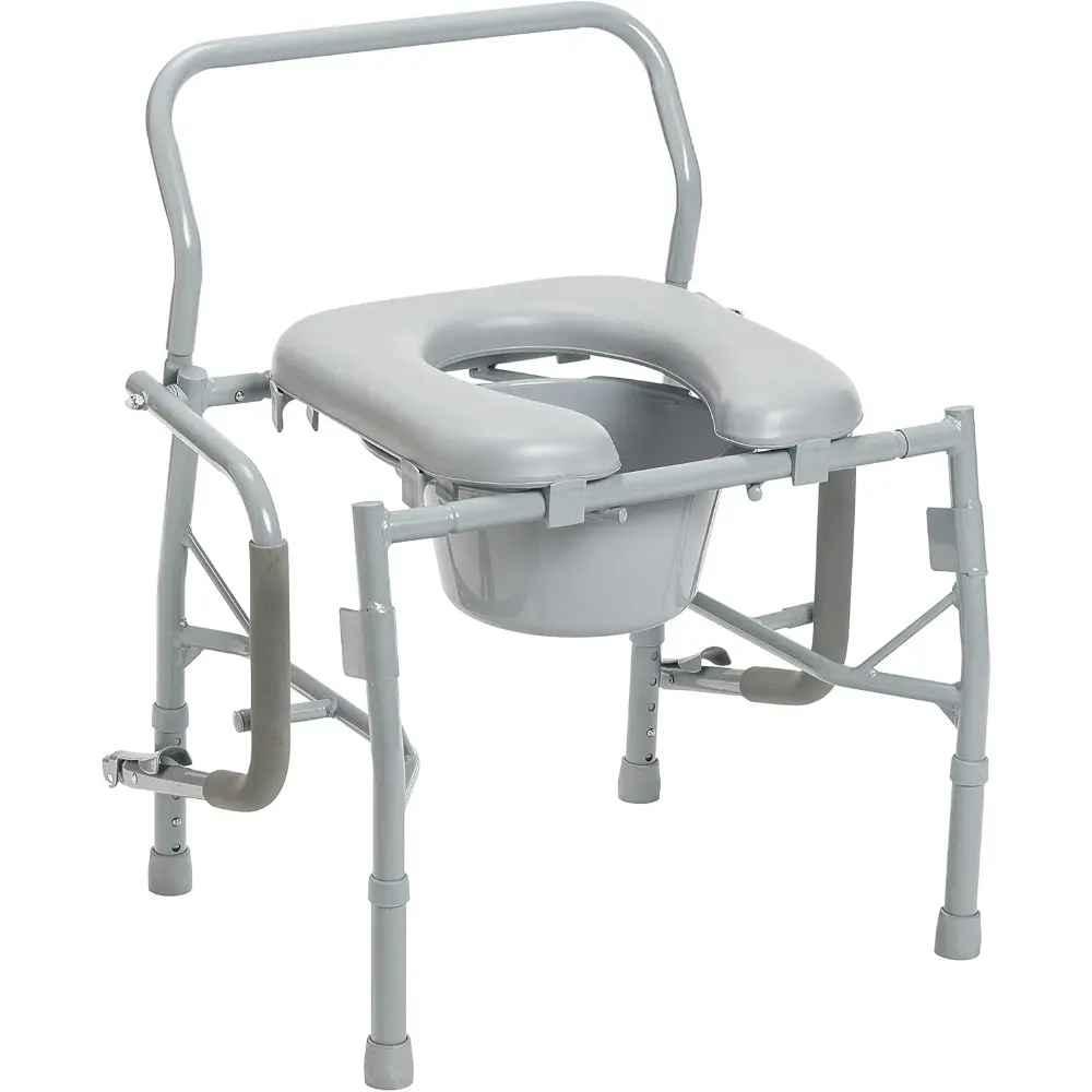 11125PKSD-1 Commode Chair for Toilet with Padded Seat and Arms, Gray