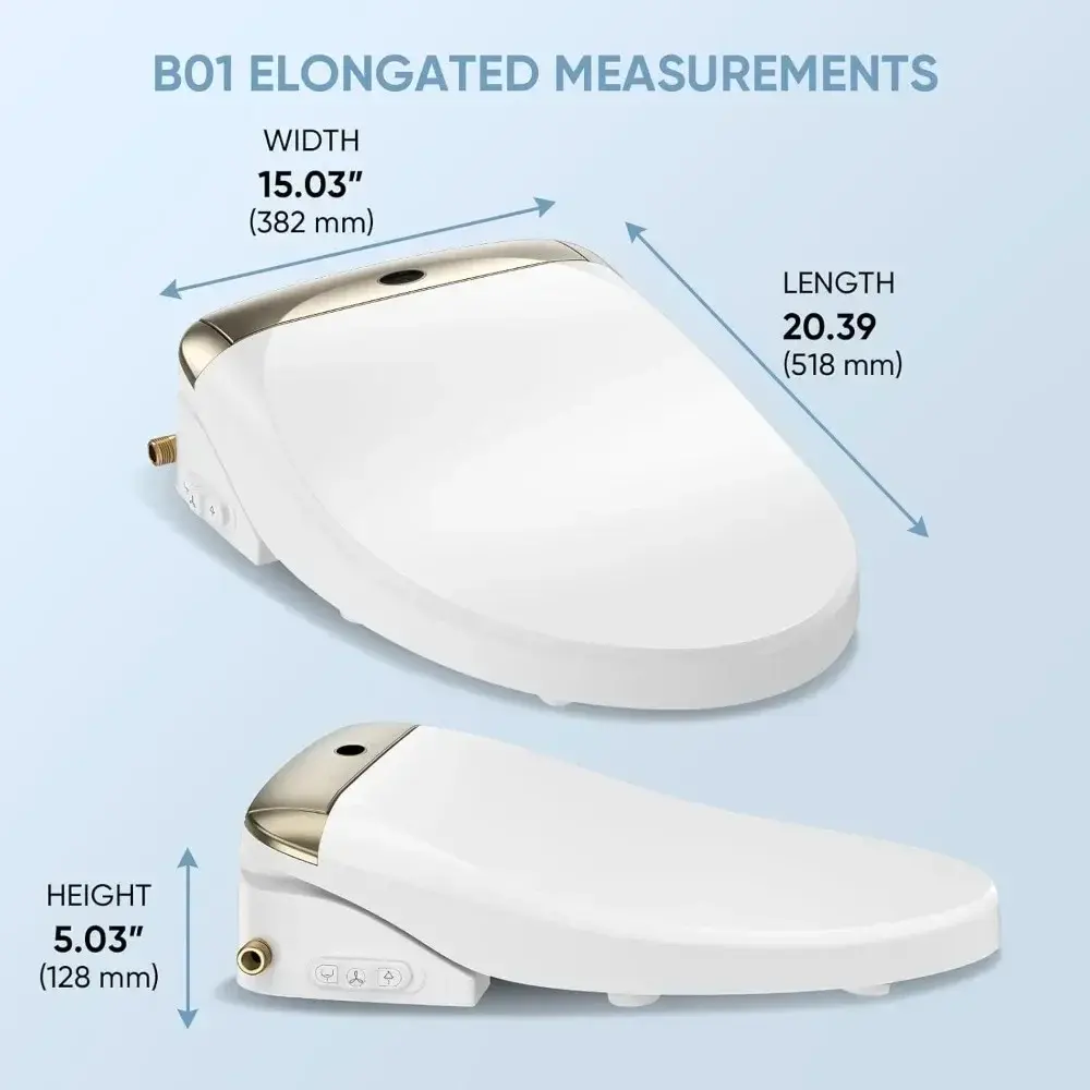 Smart Bidet Toilet Seat with Wireless Remote and Side Panel, Multiple Spray Modes, Adjustable Heated Seat, Warm Water and Air D