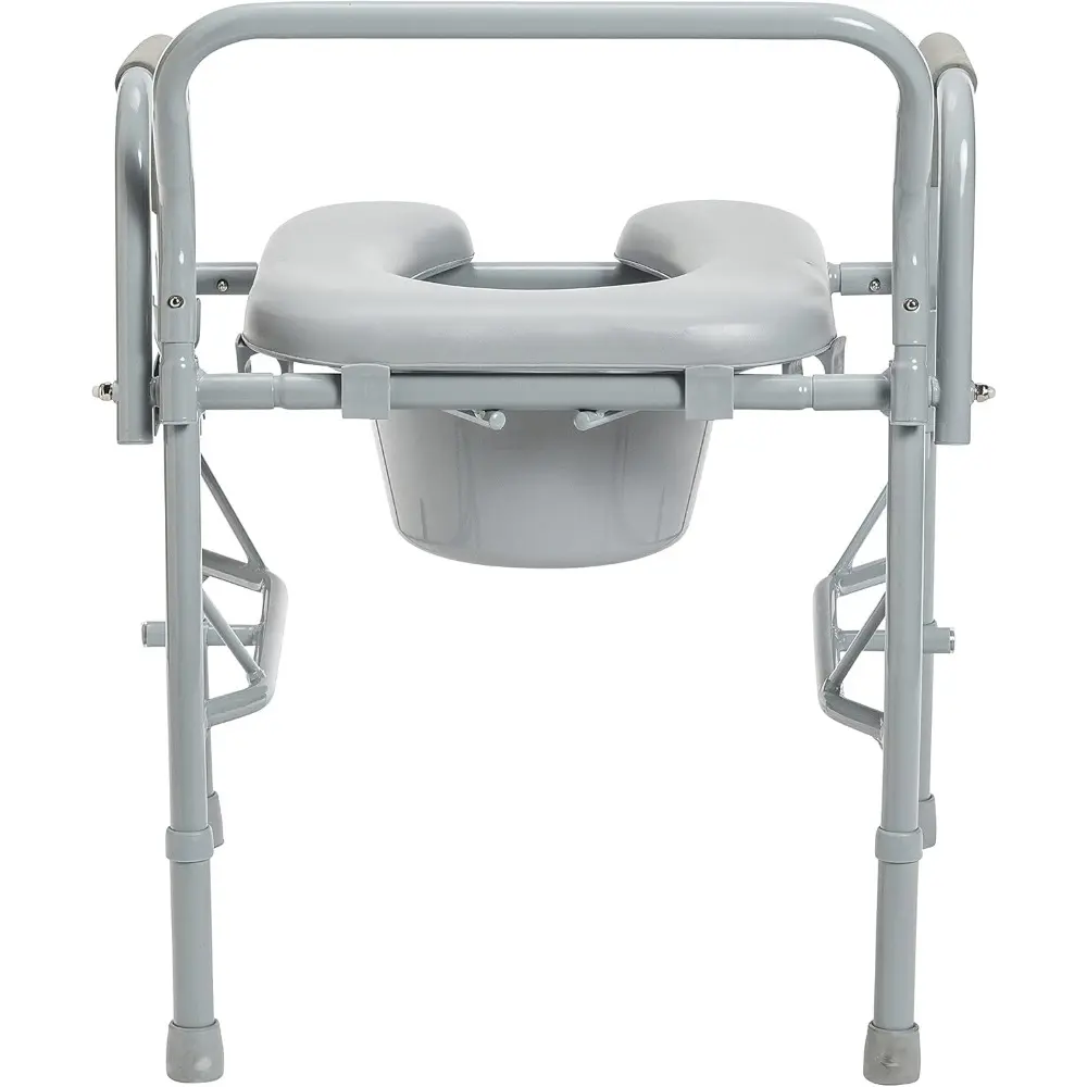 11125PKSD-1 Commode Chair for Toilet with Padded Seat and Arms, Gray
