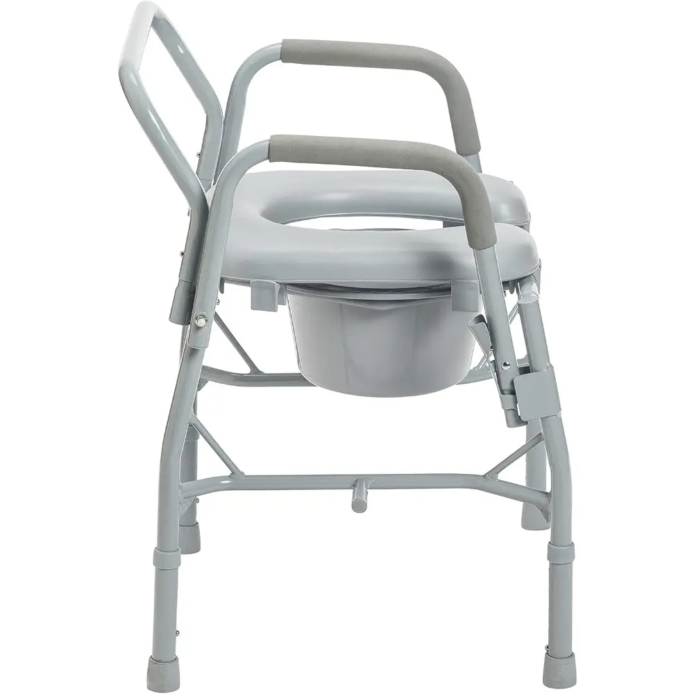 11125PKSD-1 Commode Chair for Toilet with Padded Seat and Arms, Gray