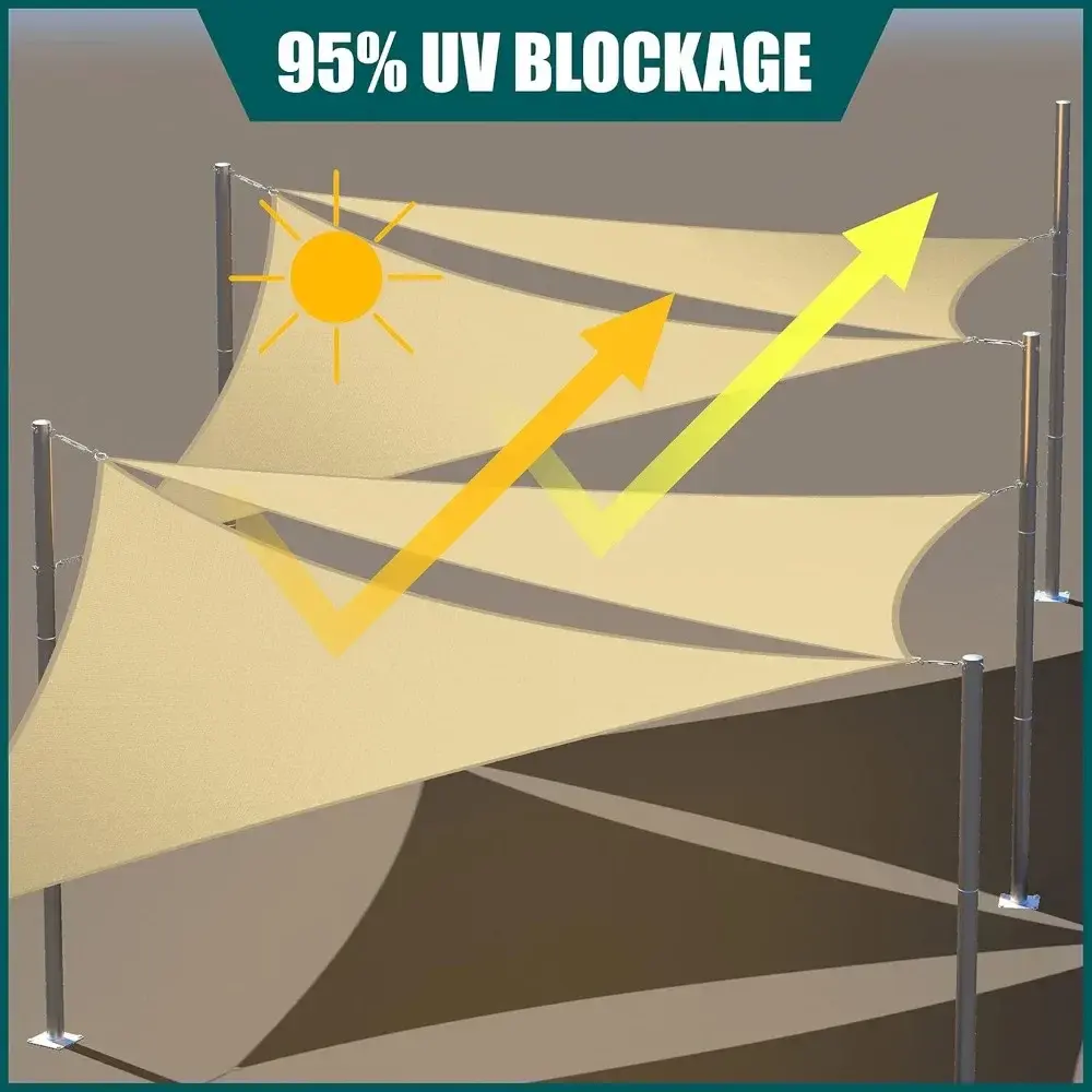 14' x 18' Beige Square Waterproof Sun Shade Sail Order to Make Canopy Awning, UPF50+ 98% UV Blockage Water Resistant, Outdoor B