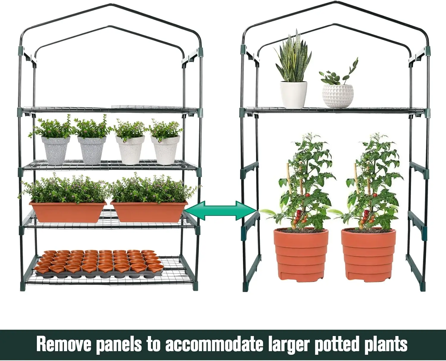 Garden 50% Extra Wide Mini Greenhouse 4 Tier Portable Plant Green House 40inWide -SturdyGardening Shelveswith PECover & Roll-Up