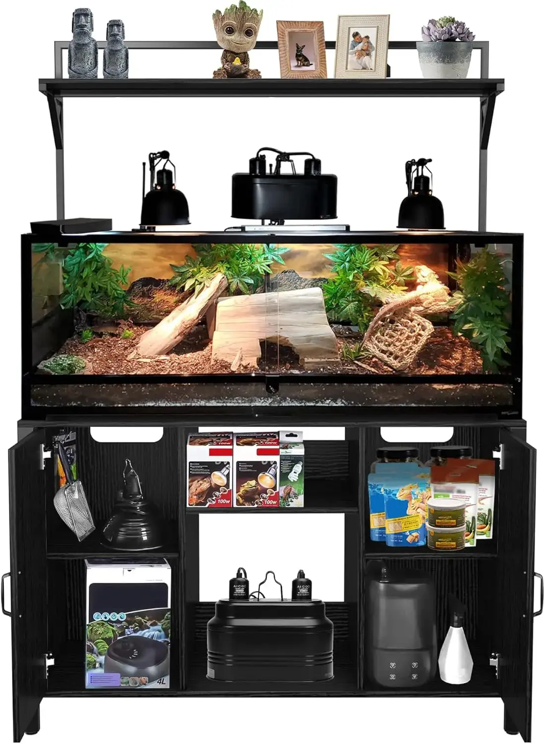 Reptile Tank Stand Terrarium Stand with Cabinet for Accessories Storage 48" X 24" Tabletop Fits up to 120 Gallon Bearded Dragon