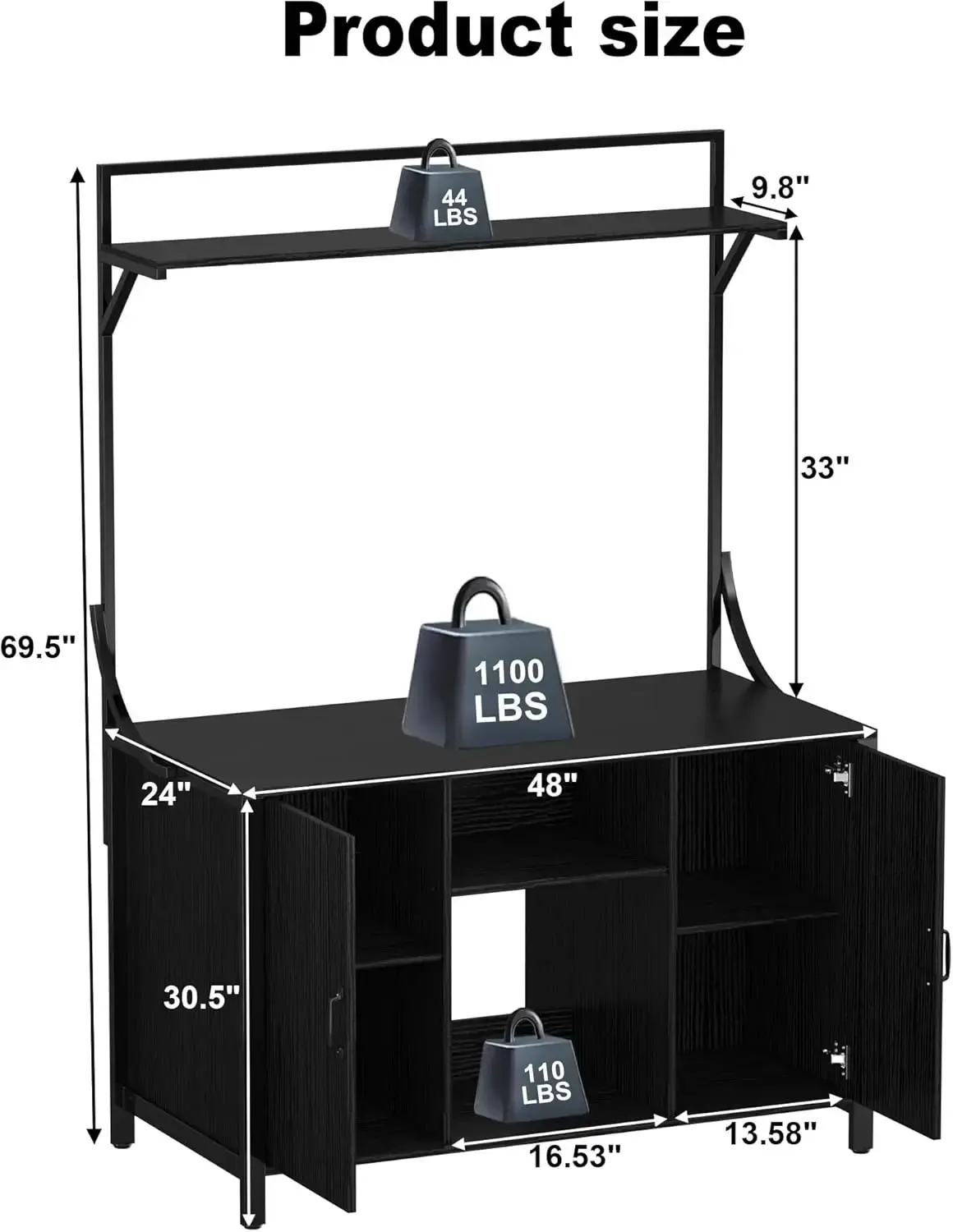 Reptile Tank Stand Terrarium Stand with Cabinet for Accessories Storage 48" X 24" Tabletop Fits up to 120 Gallon Bearded Dragon