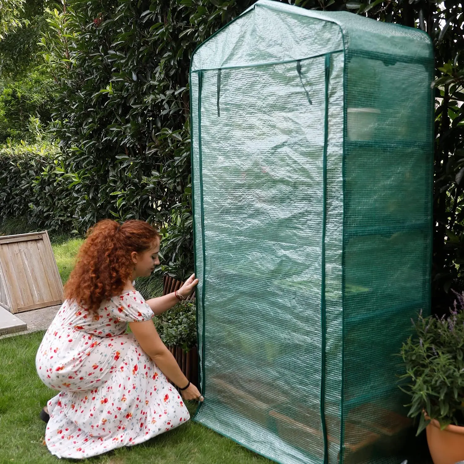 Garden 50% Extra Wide Mini Greenhouse 4 Tier Portable Plant Green House 40inWide -SturdyGardening Shelveswith PECover & Roll-Up