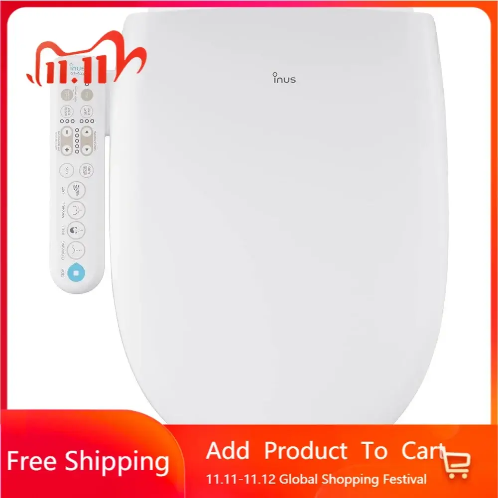 Inus N22 Electric Heated Bidet Toilet Seat Elongated, Warm Water, Smart Heated Water Luxury Bidet Toilet Seat with Kids Mode, Ai