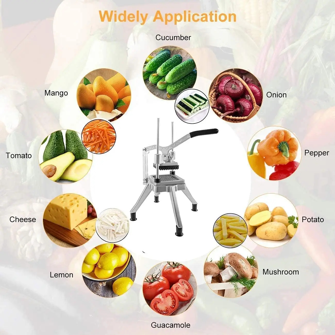 Commercial Vegetable Fruit Chopper W/6-Wedge Slicer&1/4″&3/8″&1/2" Blade Professional Food Dicer French Fry Cutter Onion Slicer